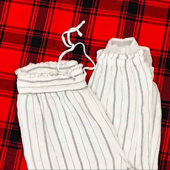 American Eagle AEO linen beach pants coastal stripes small -26 inseam - Picture 2 of 9